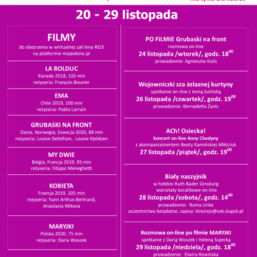15. Festiwal Filmowy MIEJSCE KOBIET w 2020 tylko ON-LINE